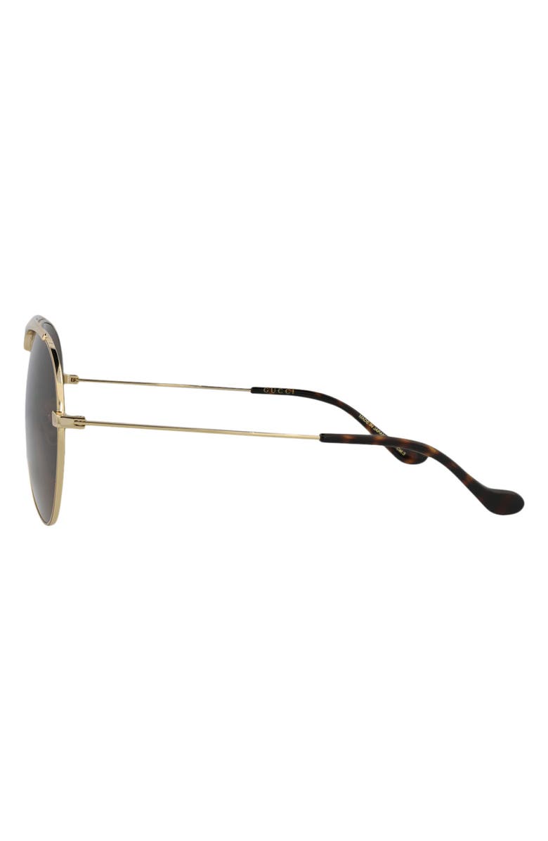 Gucci 65mm Oversize Aviator Sunglasses, Alternate, color, Gold Gold Brown