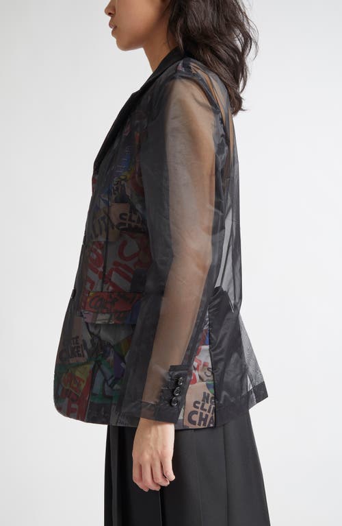 COMME DES GARÇONS COMME DES GARÇONS PAPER PRINT 6 NYLON ORGANZA BLAZER