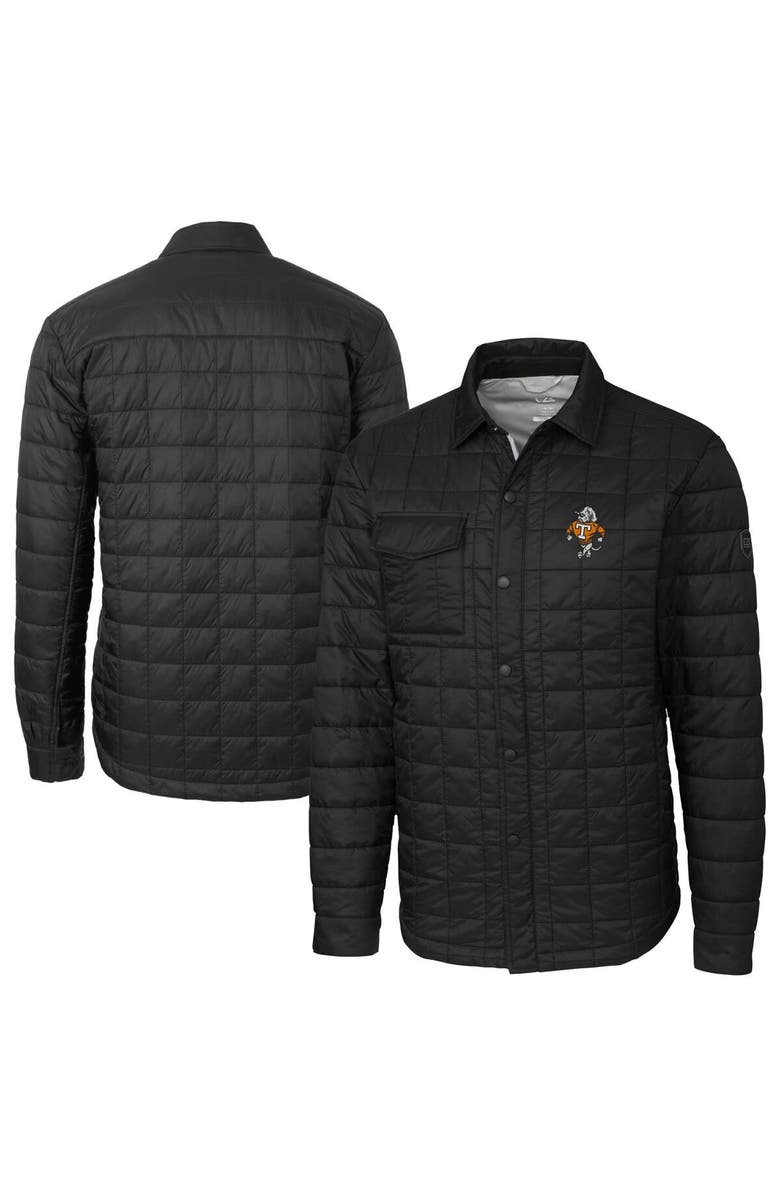 Cutter & Buck Men's Cutter & Buck  Black Tennessee Volunteers Vault Rainier PrimaLoft Eco Insulated Quilted Button-Up Shacket, Main, color, 