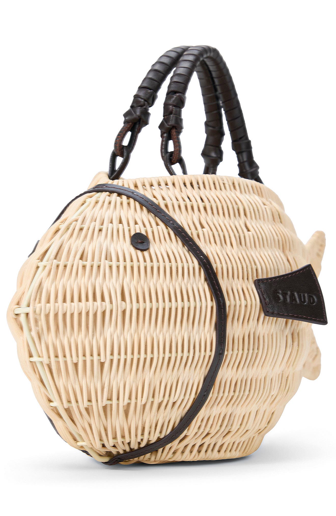 STAUD Cleo Wicker Fish Top Handle Bag, Alternate, color, 