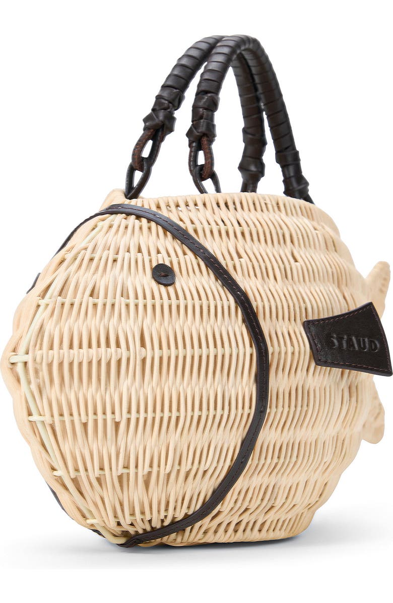 STAUD Cleo Wicker Fish Top Handle Bag, Alternate, color,