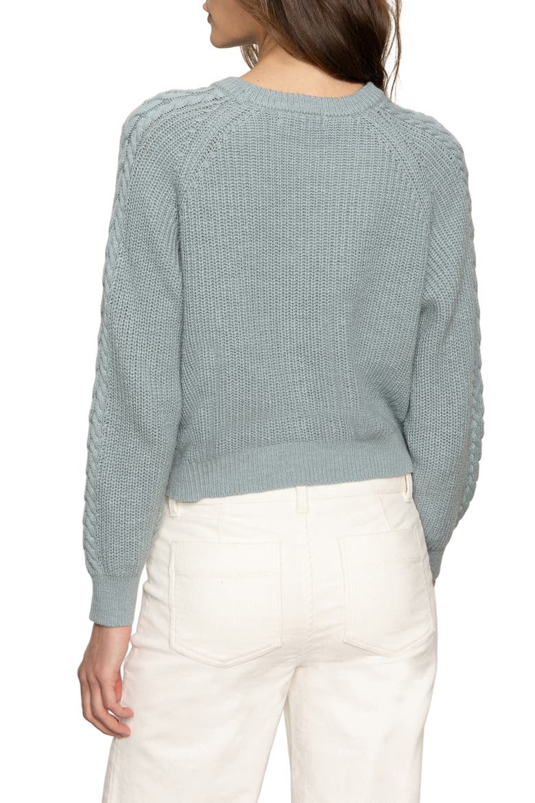 Nomad Cable Cotton Sweater, Alternate, color, SKY GRAY