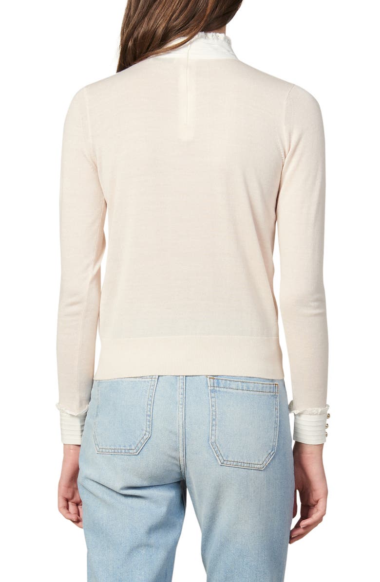SANDRO Natti Ruffle Lace Mock Neck Sweater, Alternate, color, 