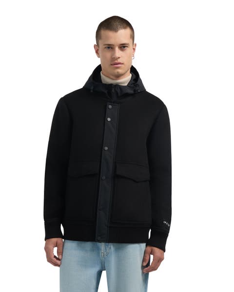 Hader Wool Blend Bomber Jacket with Removable Hooded Bib
