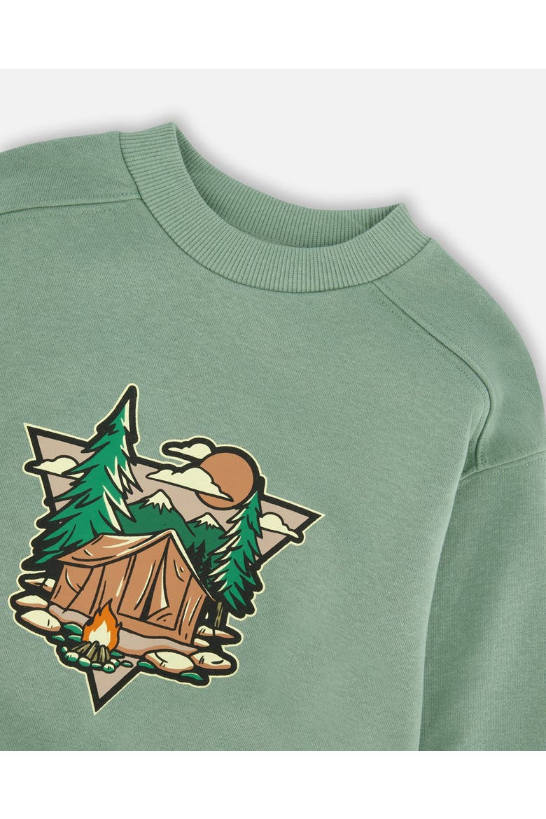 Long Sleeve Graphic Mountain French Terry Sweatshirt, Alternate, color, Light Green
