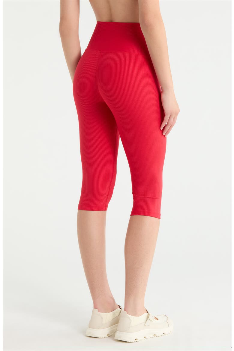 Ribbed High Waist Capri Leggings, Alternate, color, CHERRY