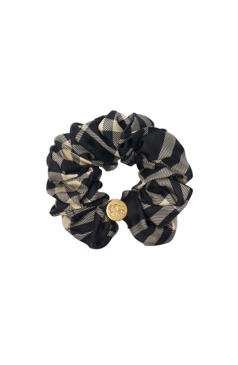 Burberry Check Silk Scrunchie, Alternate, color, Black/Calico Beige