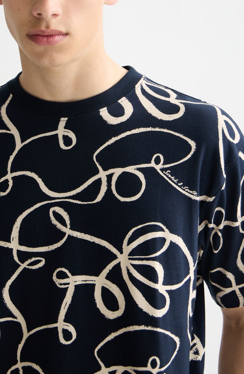 Scotch & Soda Print Cotton T-Shirt, Alternate, color, Ribbon Navy