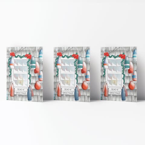 Winter/Holiday Greeting Card Pack Sets (3 ct) Buoys Seas N
 Greetings