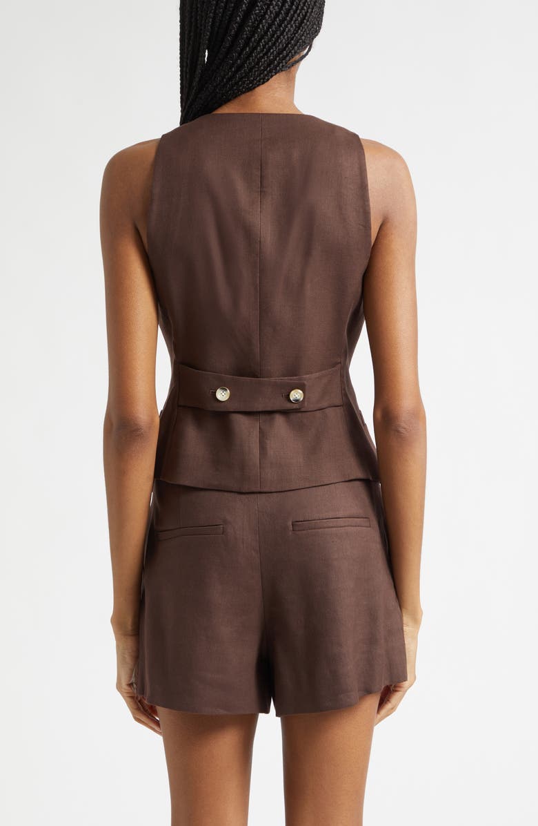 Veronica Beard Hartwell Linen Blend Vest, Alternate, color, Dark Mocha