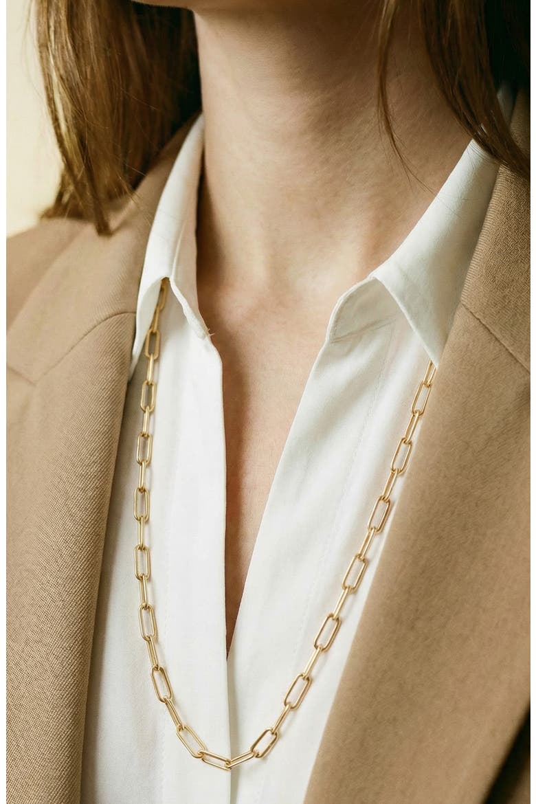 Paperclip Necklace, Alternate, color, GOLD