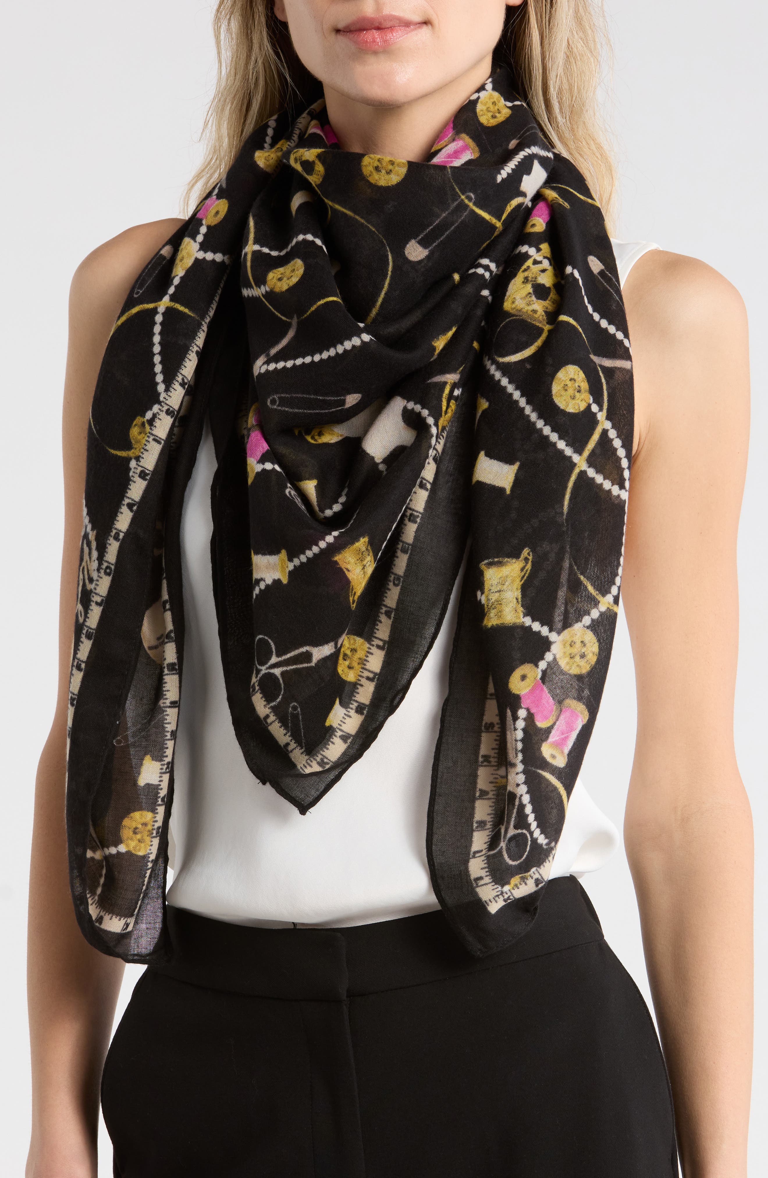 KARL LAGERFELD PARIS Pearl & Pins Oversize Scarf
