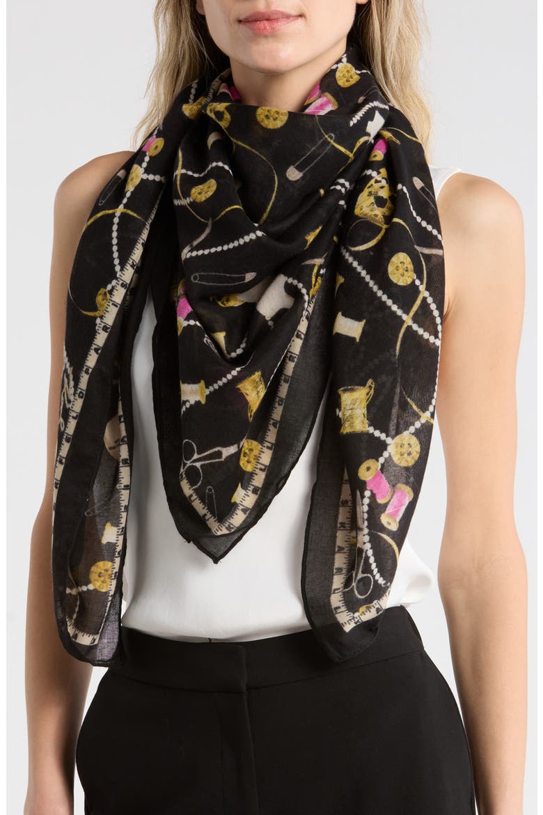 Pearl & Pins Oversize Scarf, Main, color, BLACK