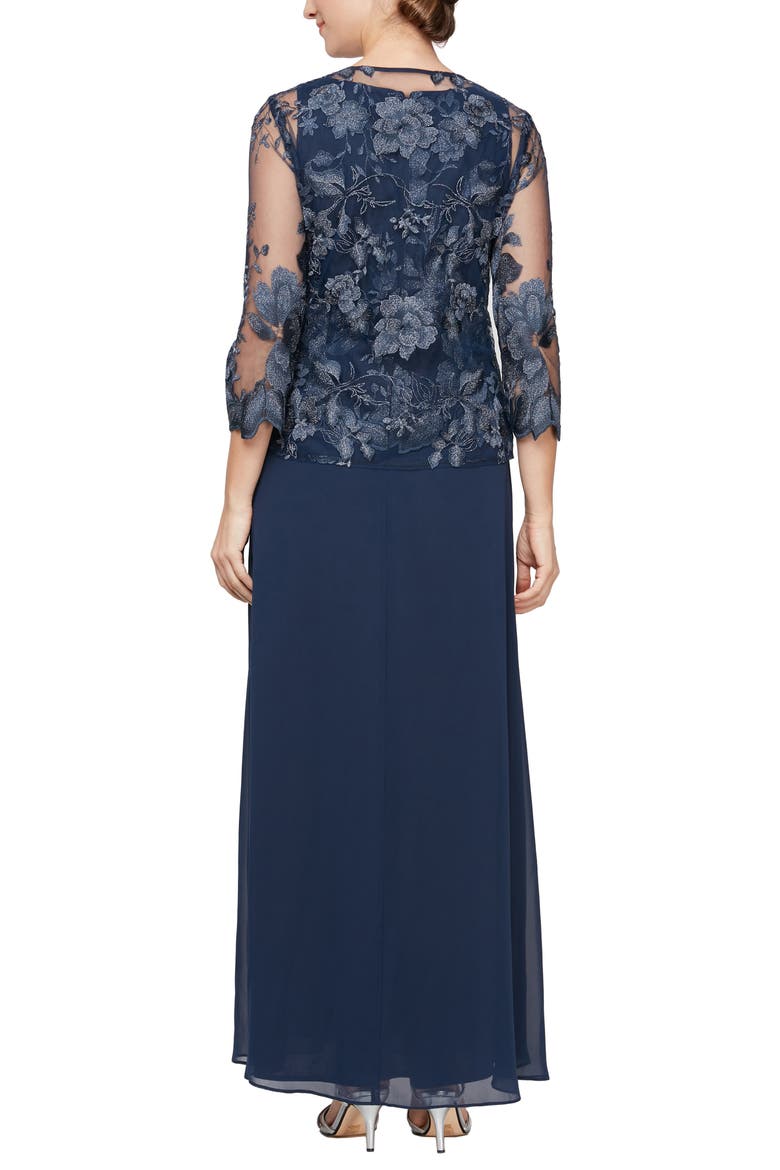 Mock Two-Piece Cocktail Dress with Jacket, Alternate, color, NAVY