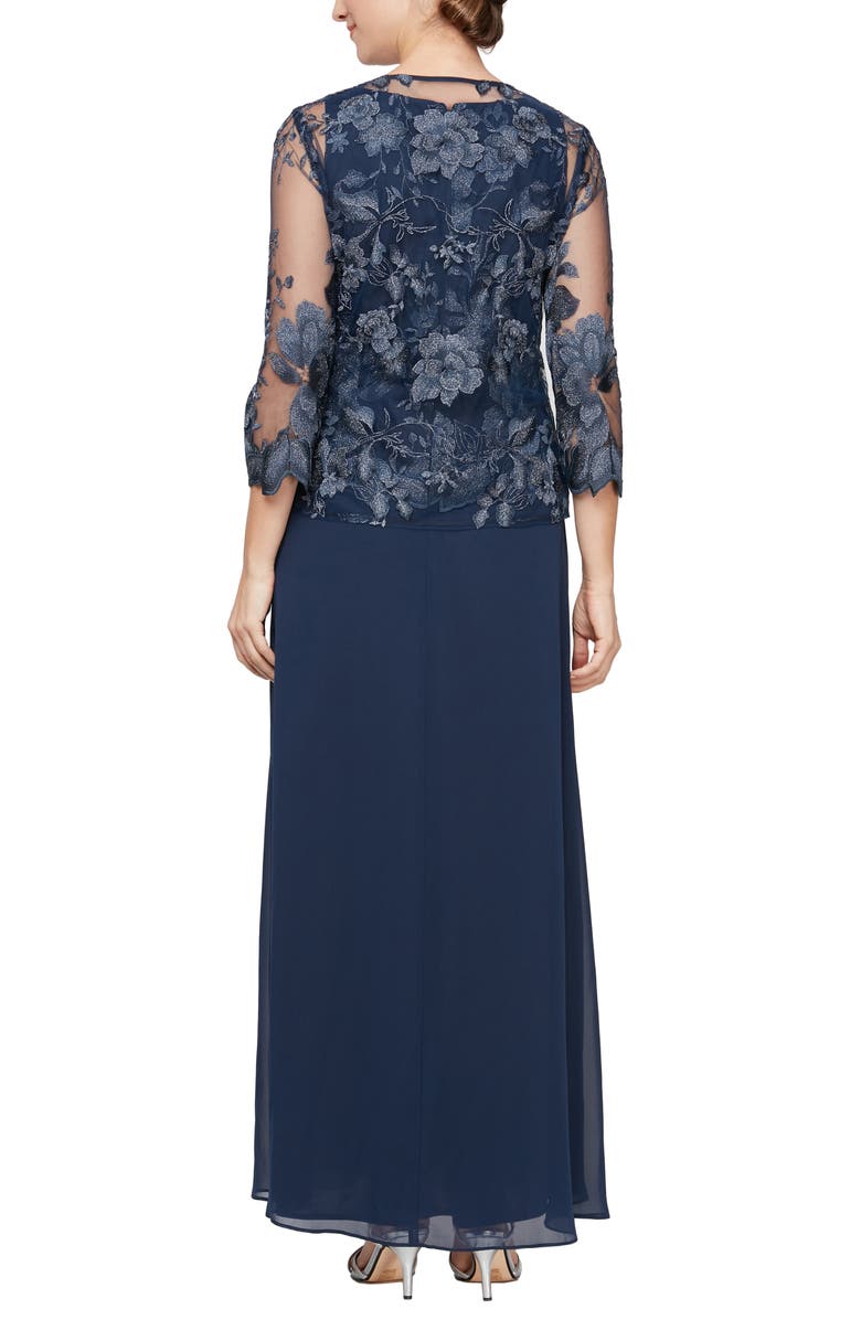 Alex Evenings Mock Two-Piece Cocktail Dress with Jacket, Alternate, color, Navy