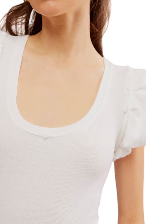 Free People Downtime Puff Sleeve Bodysuit In Ivory