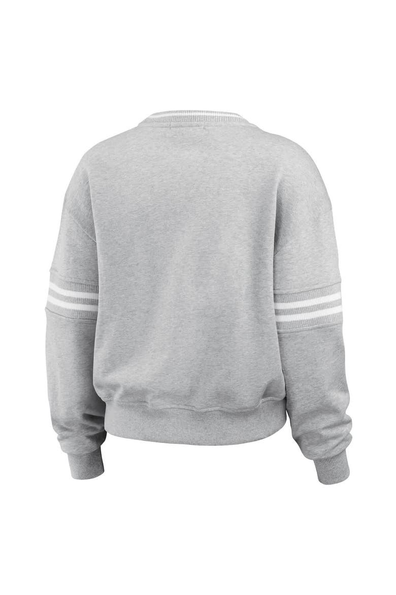 Women's WEAR by Erin Andrews Heather Gray Michigan Wolverines Classic Stripe Pullover Sweater, Alternate, color, Heather Gray