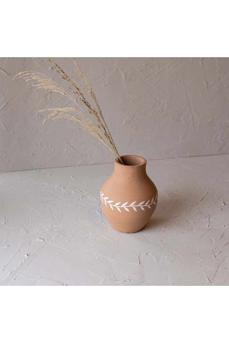 White Floral Vase Terracotta, Alternate, color, Orange