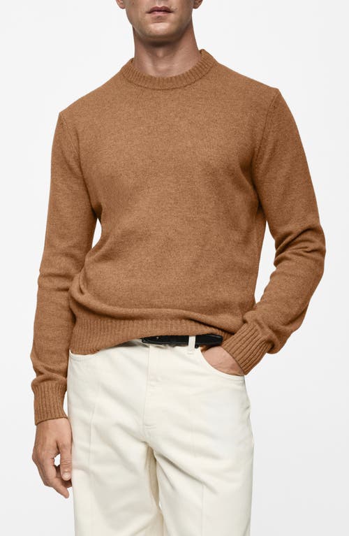 Mango Men's Wool-blend Knit Sweater In Medium Brown