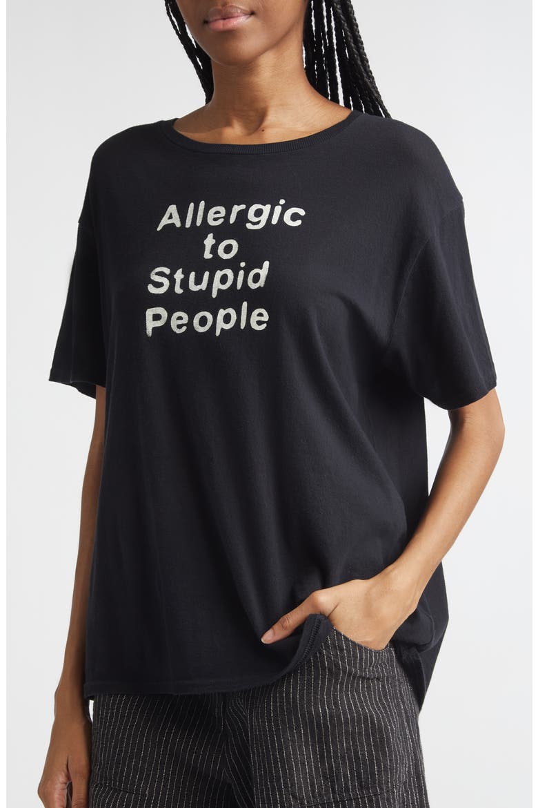 Allergic to Stupid Cotton & Cashmere Graphic T-Shirt, Alternate, color, BLACK