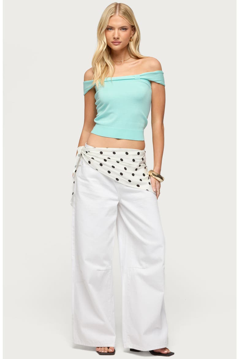 Sami Off the Shoulder Crop Top, Alternate, color, AQUA