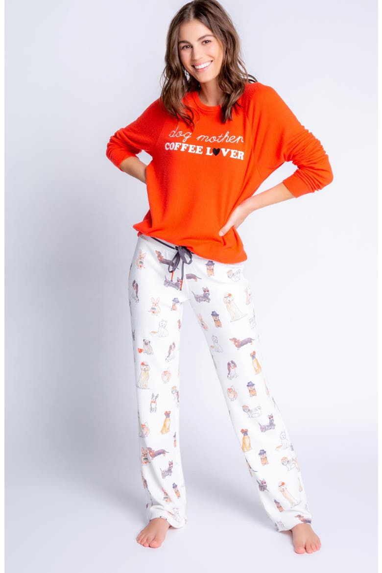 Coffee & Canines Pajama Pants, Alternate, color, IVORY