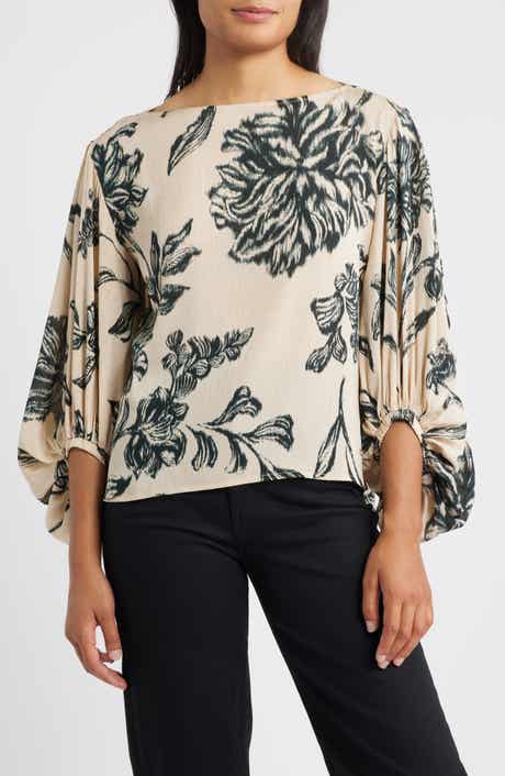 Wit & Wisdom Print Peasant Top