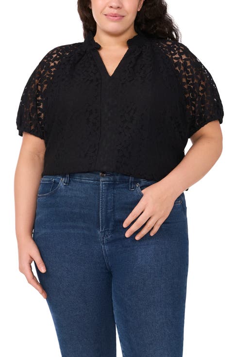 Raglan Sleeve Lace Top (Plus)