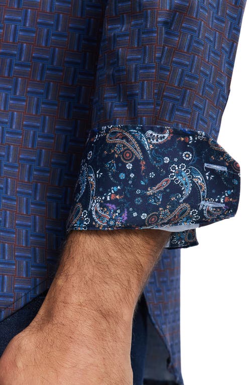Robert Graham Talbot Geometric Print Stretch Cotton Button-up Shirt In Blue