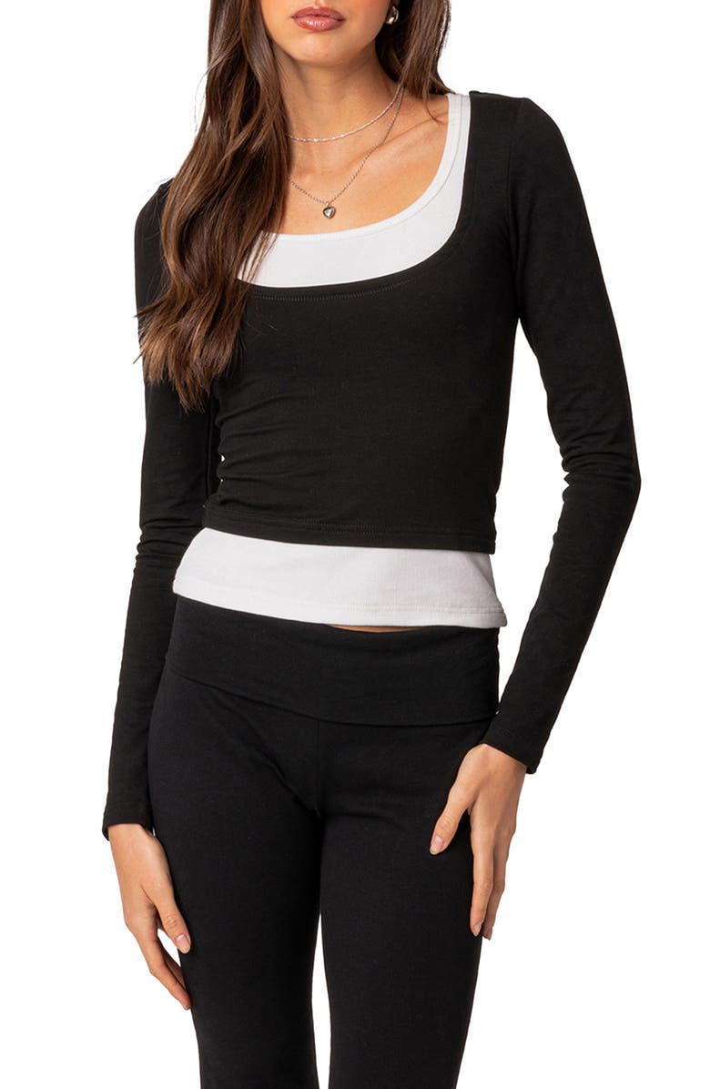 EDIKTED Harriet Layered Long Sleeve Top, Main, color, 