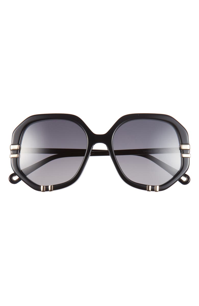 Chloé Round Sunglasses, Main, color, Black Black Grey