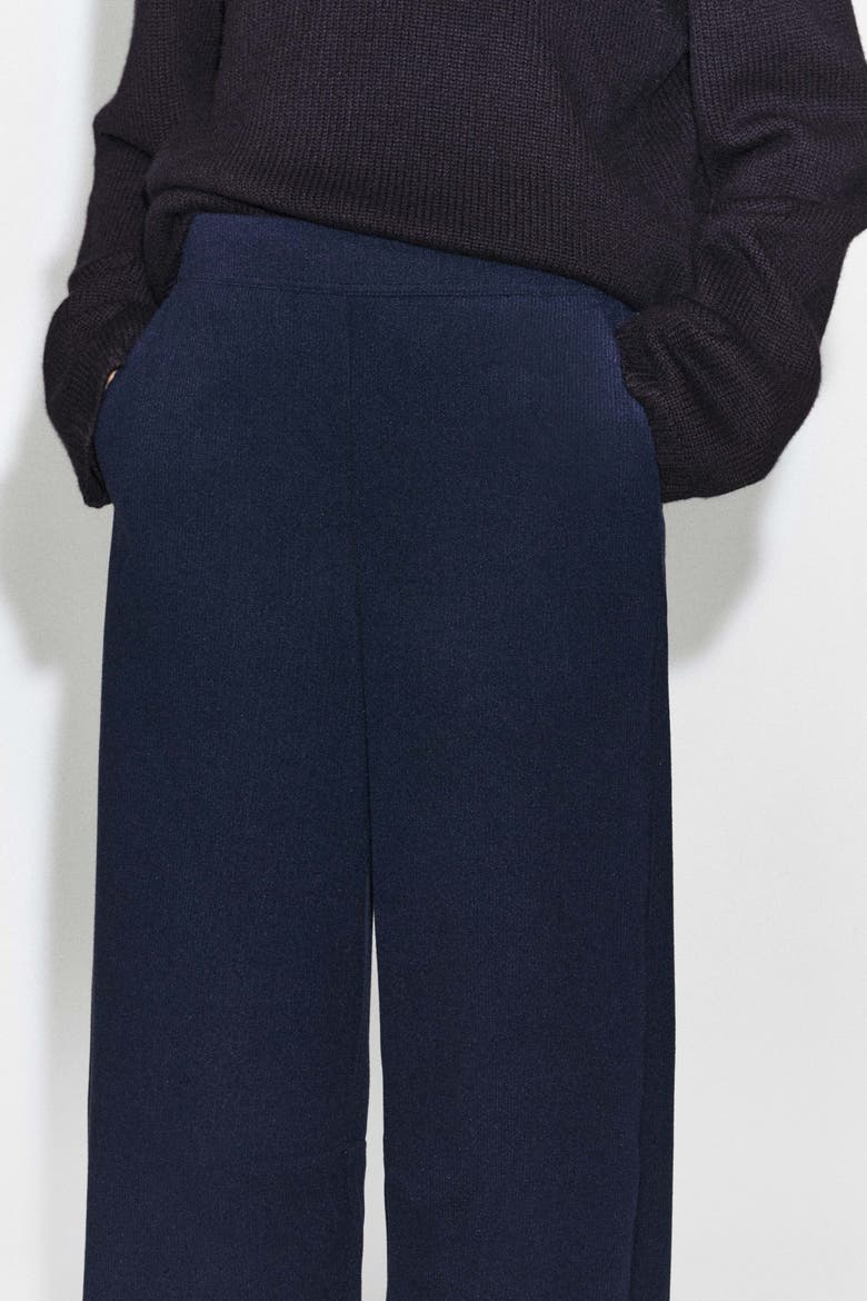 Corduroy-jersey Wide-leg Pants, Alternate, color, NAVY
