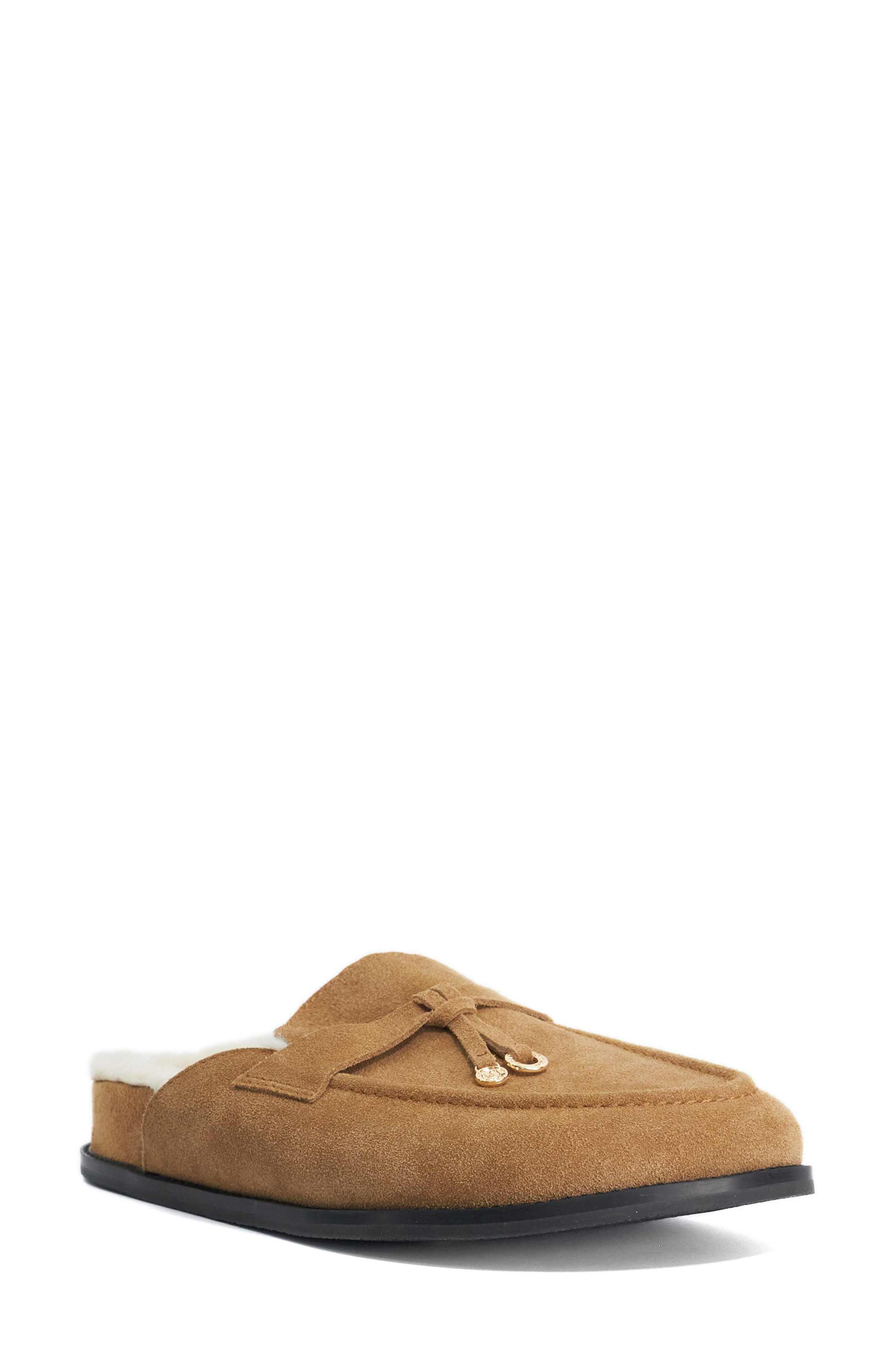 Gravitas Leather Faux Fur Lined Mule, Main, color, TAN