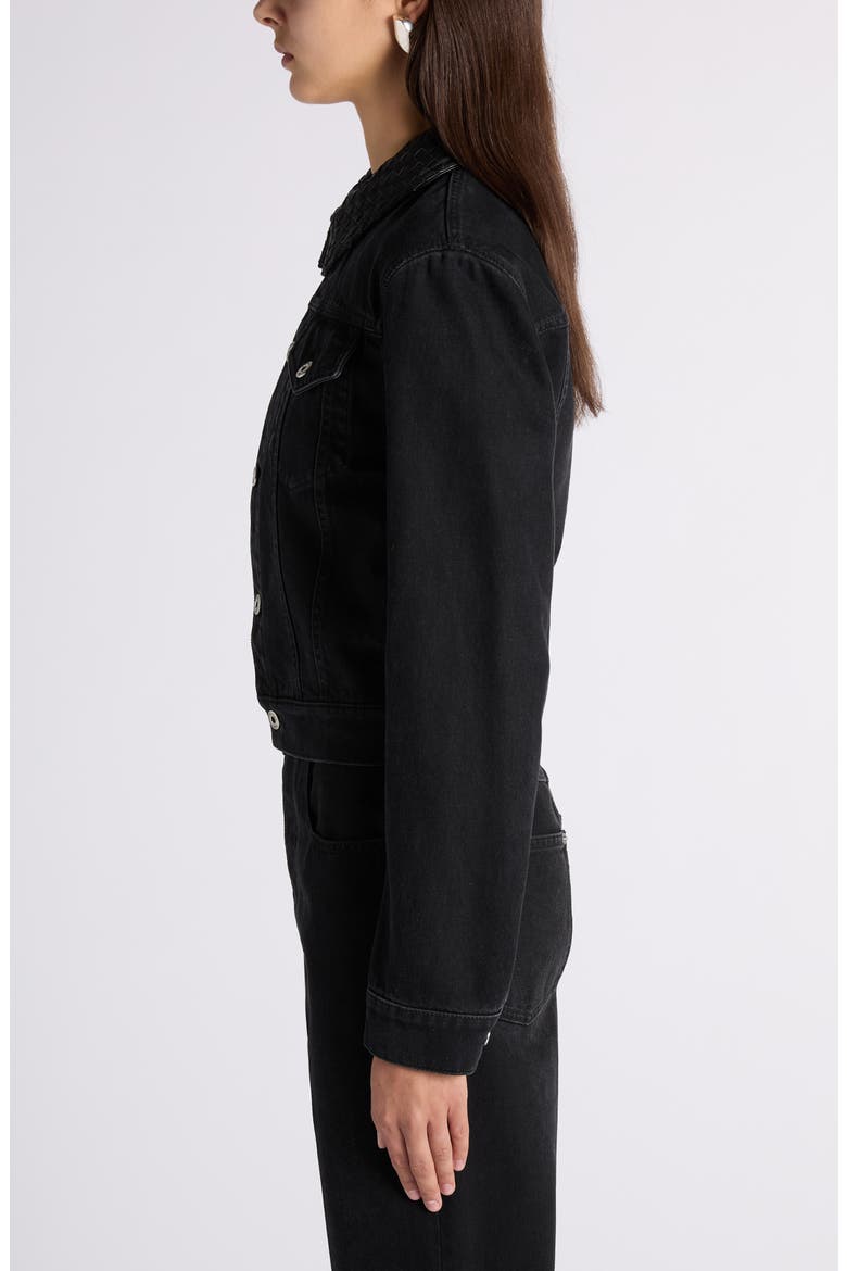 Intrecciato Collar Denim Jacket, Alternate, color, BLACK