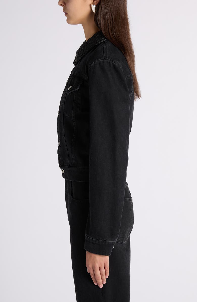 Bottega Veneta Intrecciato Collar Denim Jacket, Alternate, color, Black