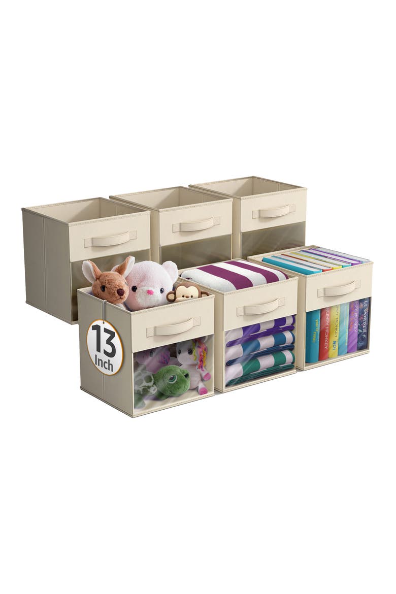 6-Pack Collapsible Window Storage Cubes, Alternate, color, BEIGE