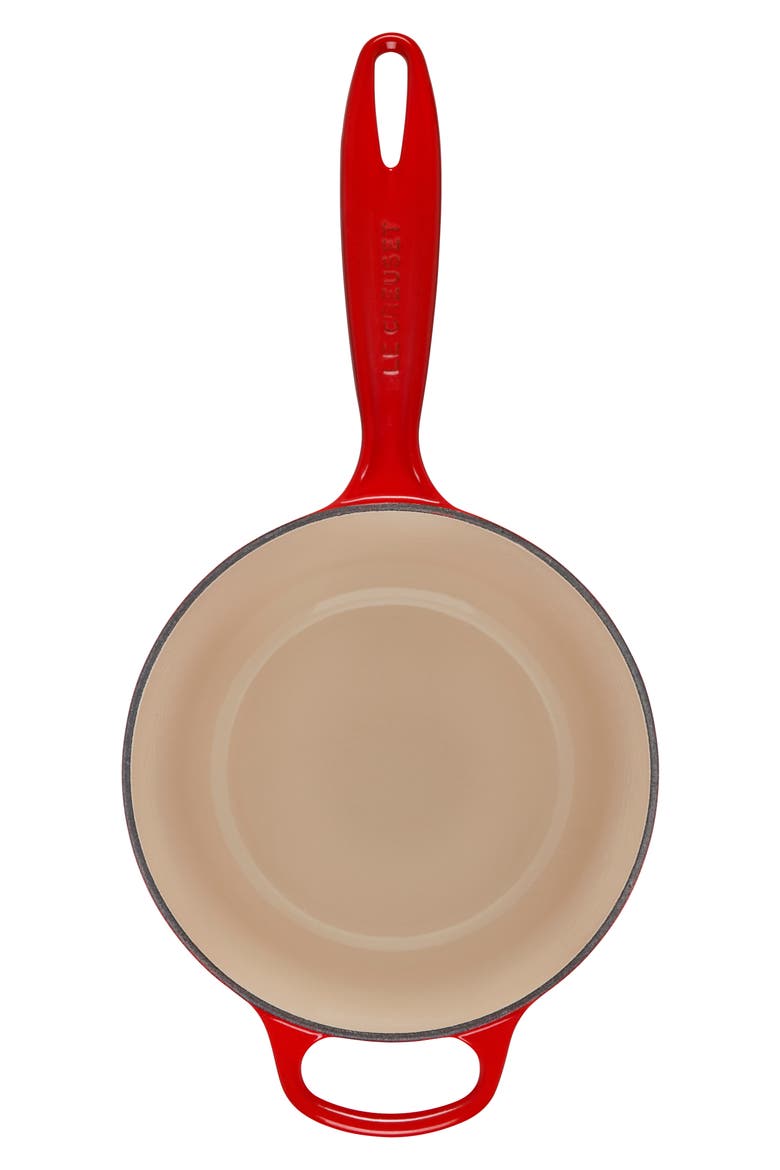 Signature 2.25-Quart Enameled Cast Iron Saucepan, Alternate, color, CERISE