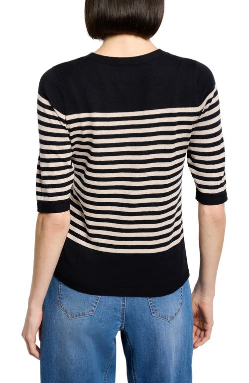 Nic + Zoe Nic+zoe Stripe Cotton Blend Sweater In Black
