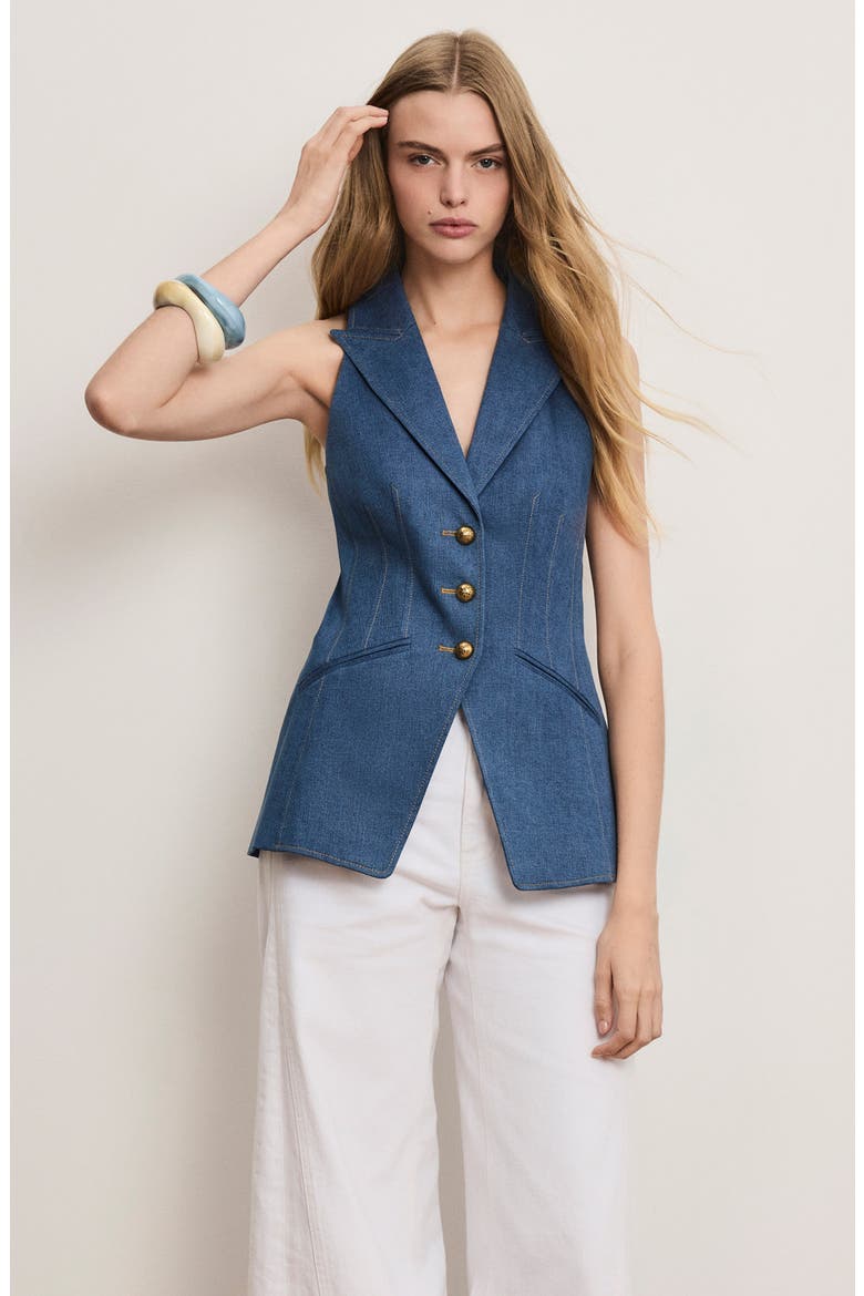 Costa Denim Vest, Alternate, color, COSMO