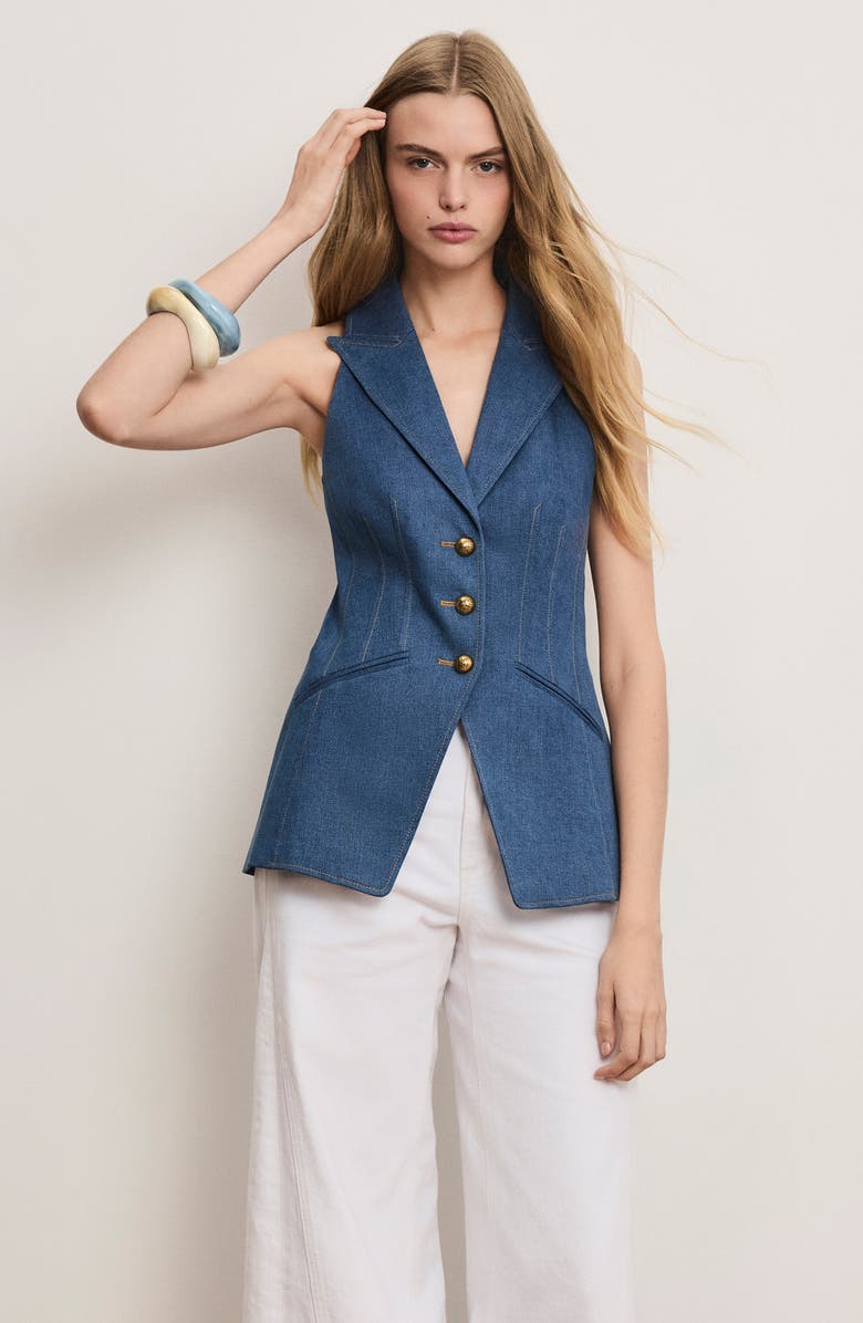 Veronica Beard Costa Denim Vest, Alternate, color, Cosmo
