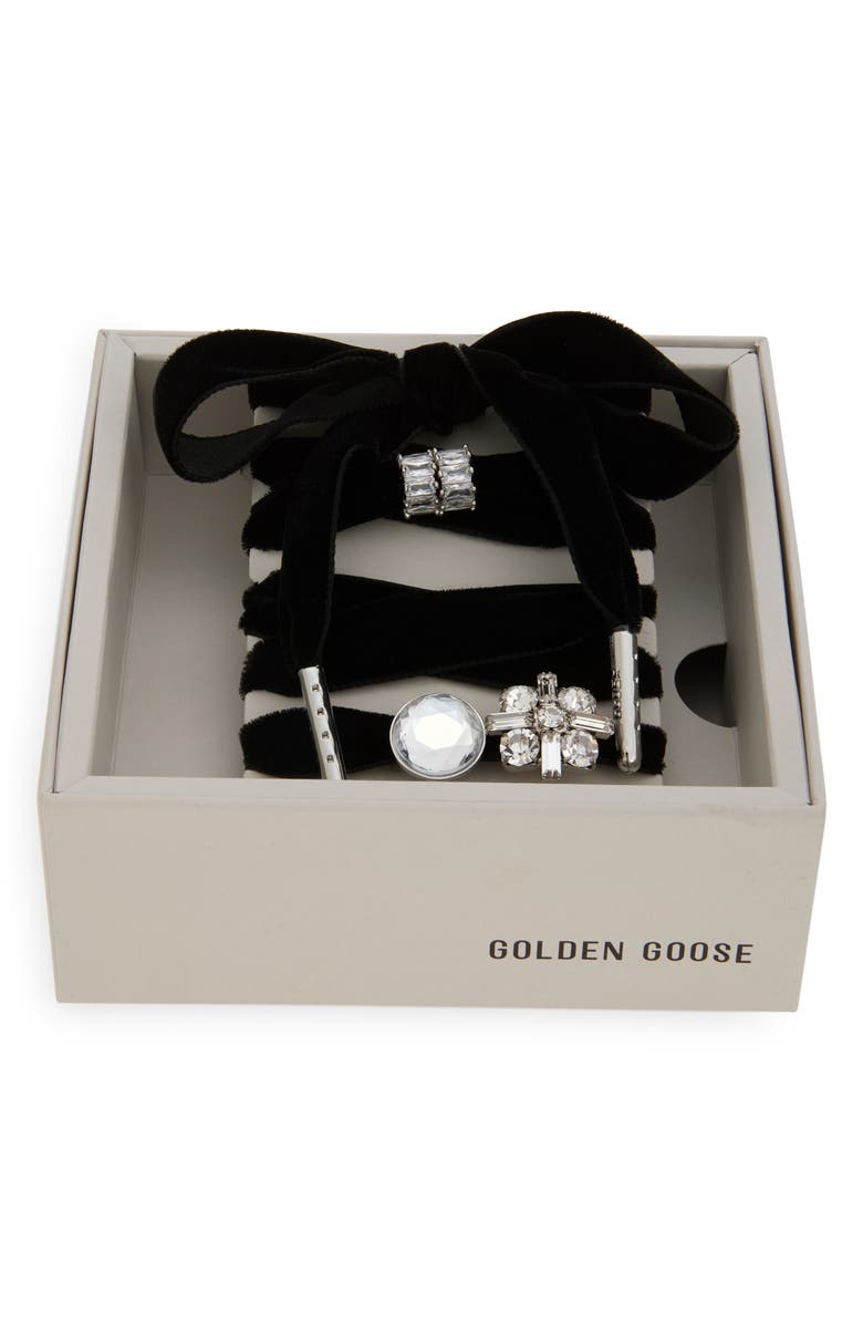 Golden Goose Skins Crystal Charm Velvet Shoelaces, Main, color,