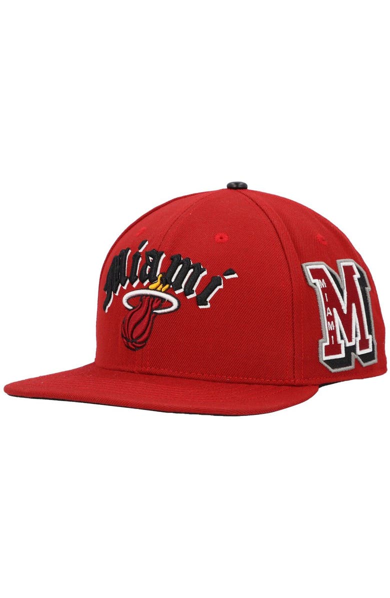 PRO STANDARD Men's Pro Standard Red Miami Heat Old English Snapback Hat, Alternate, color, 