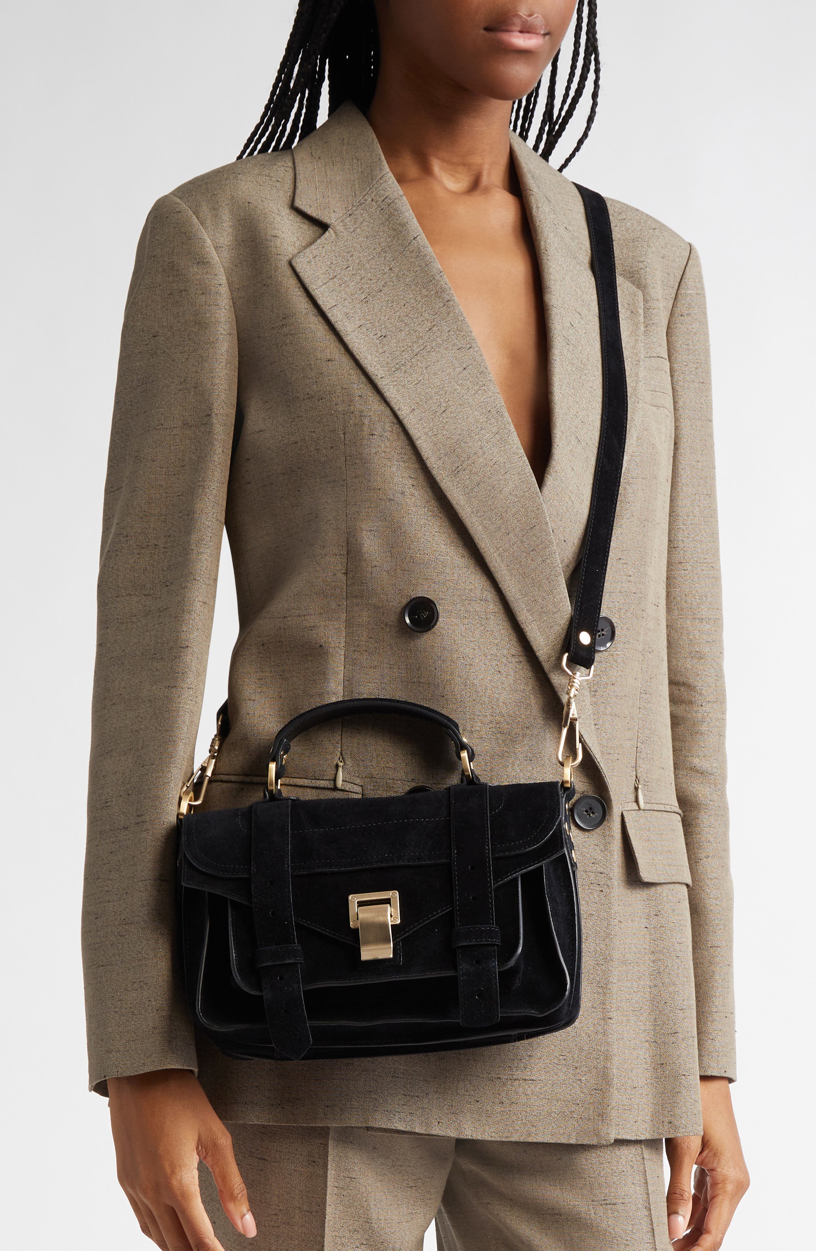 Proenza Schouler Mini PS1 Suede Crossbody Bag, Alternate, color, 
