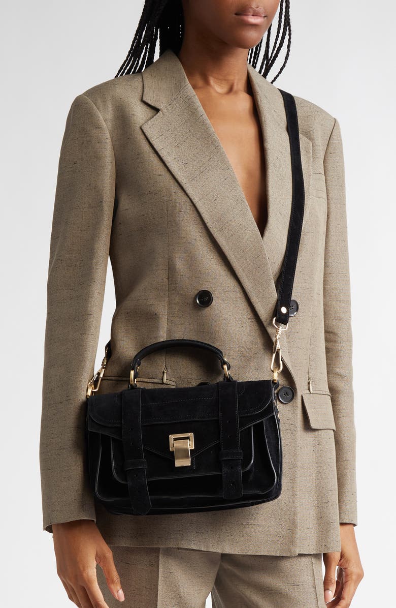 Proenza Schouler Mini PS1 Suede Crossbody Bag, Alternate, color,