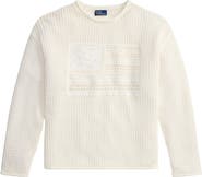 Polo Ralph Lauren Tonal Flag Mixed Open Stitch Cotton Sweater
