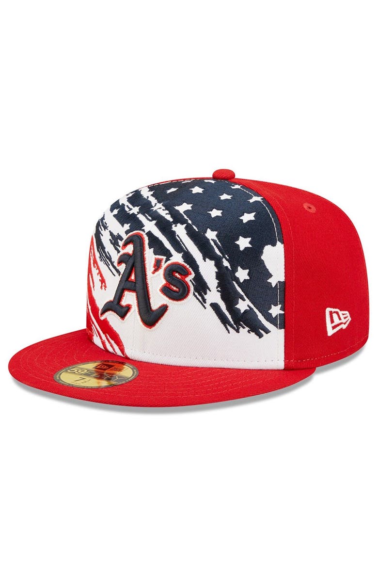 New Era Men's New Era Red Oakland Athletics 2022 4th of July On-Field 59FIFTY Fitted Hat, Main, color, Red