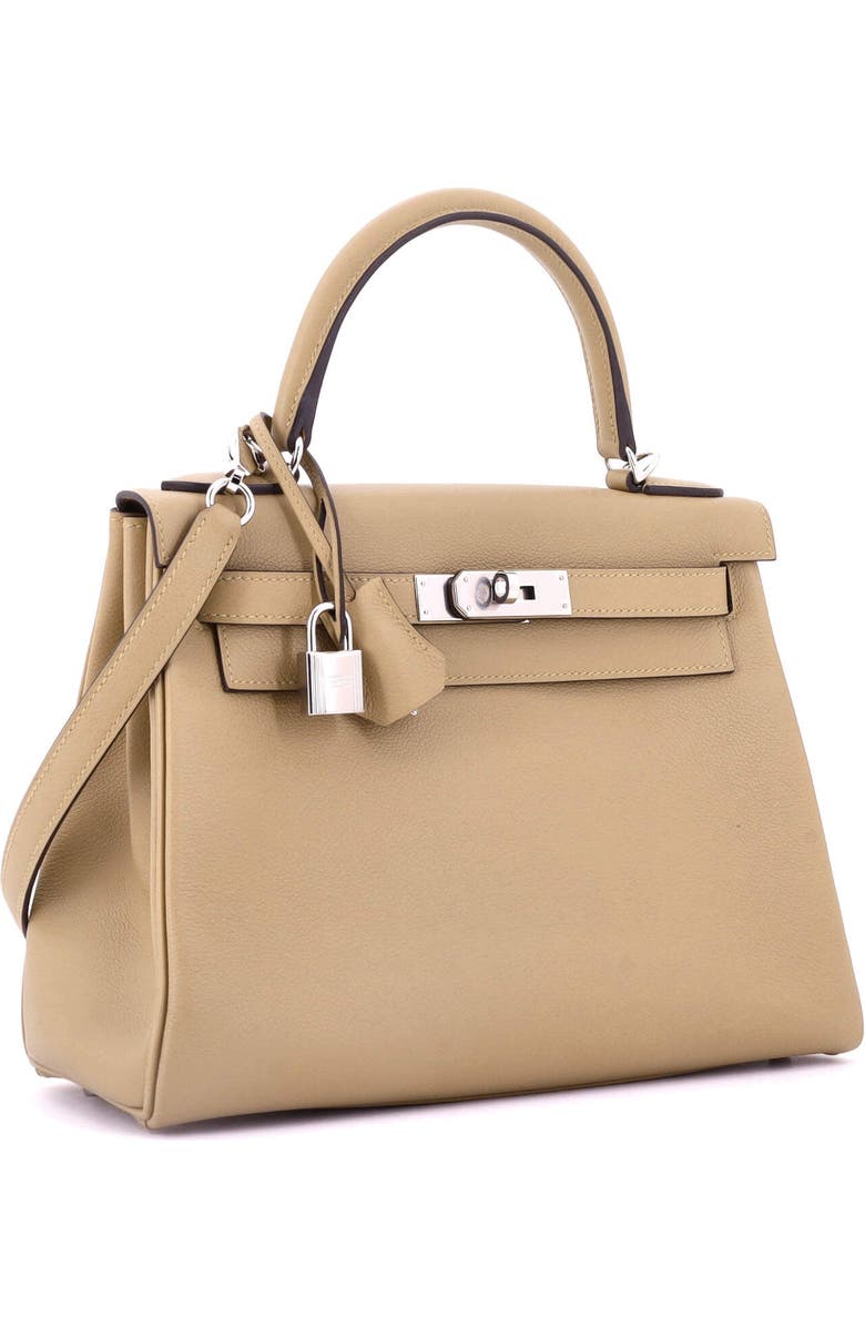 Pre-Owned Hermes Kelly Handbag Brown Evercolor with Palladium Hardware 28, Alternate, color, Poussiere