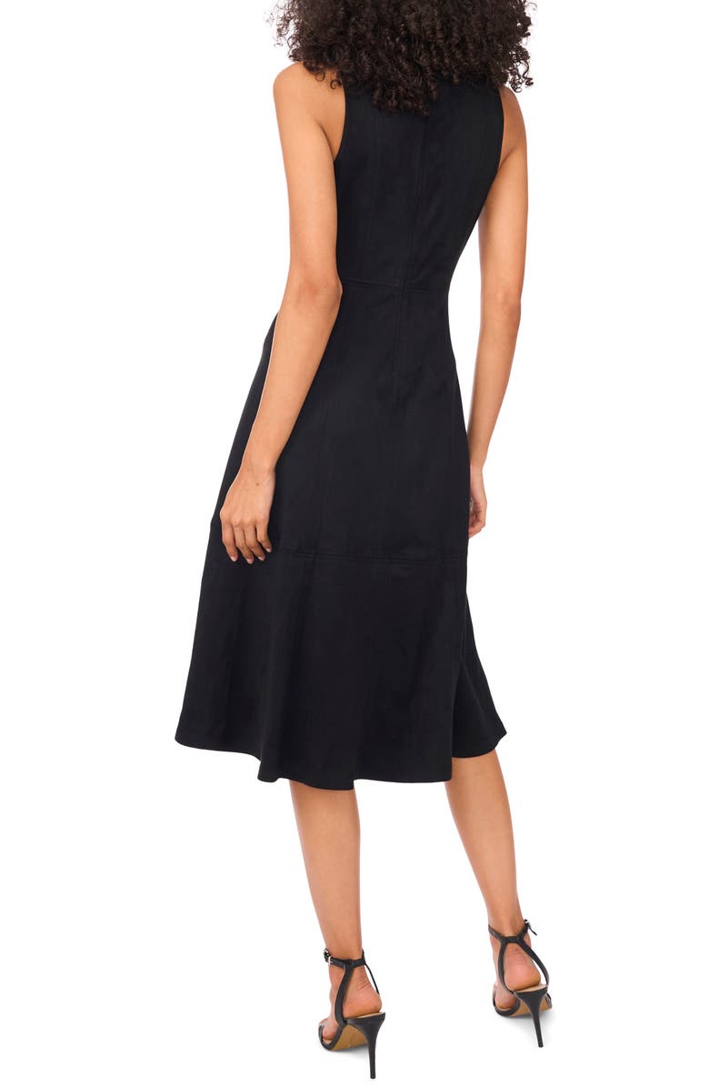Vince Camuto Faux Suede Fit & Flare Dress, Alternate, color, Rich Black