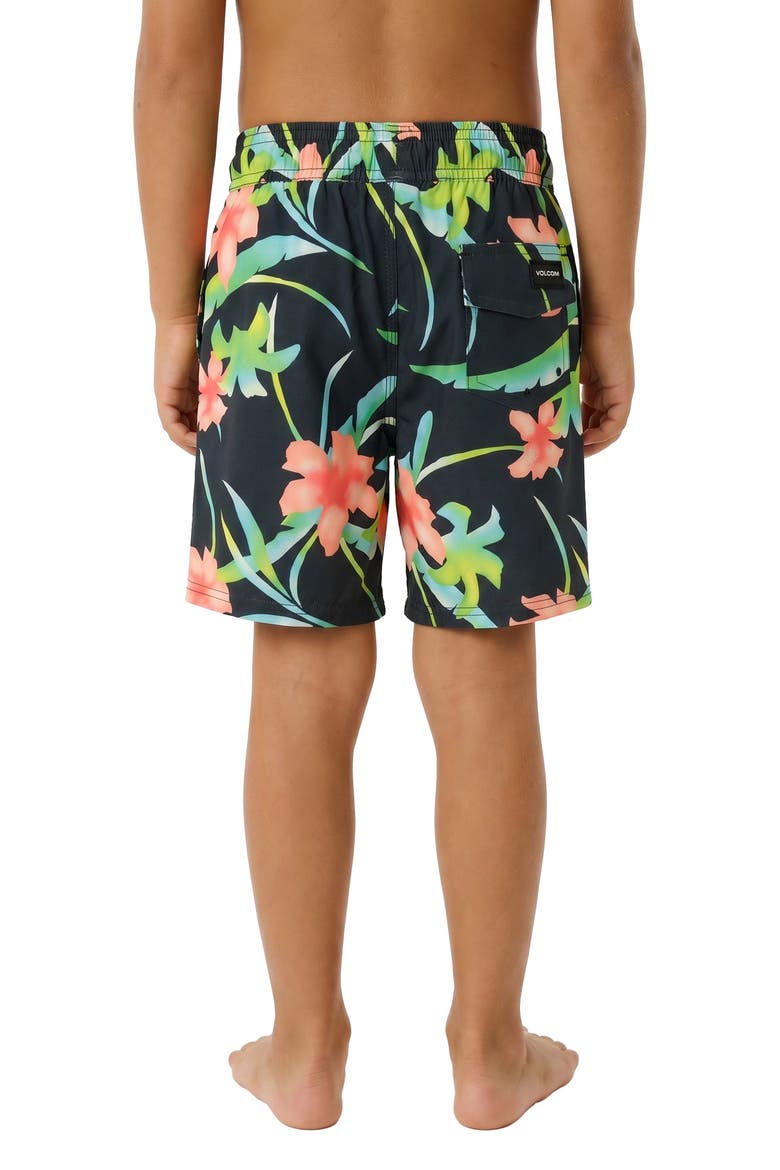Kids' Sprayz Floral Swim Trunks, Alternate, color, STEALTH