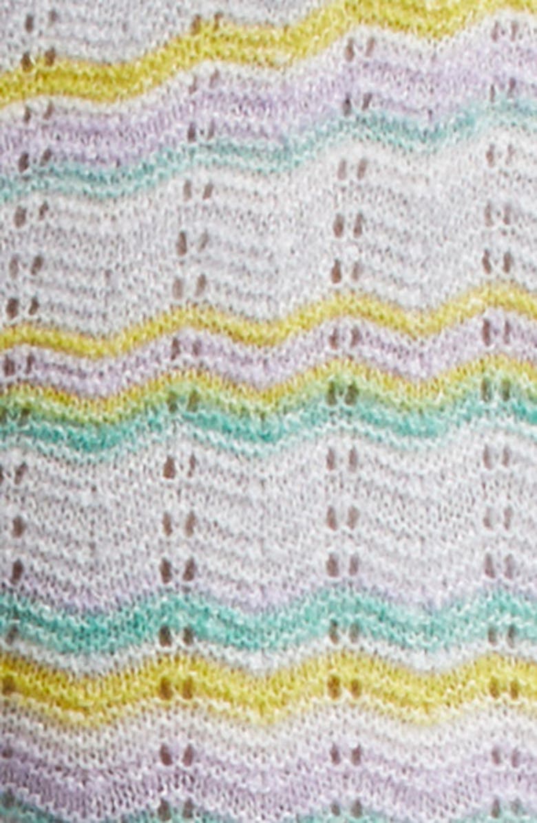 MARGARET O'LEARY Chevron Stripe Pointelle Cashmere & Linen Sleeveless Sweater, Alternate, color, 